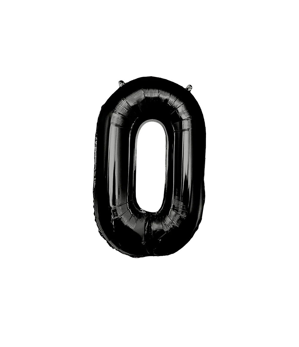 0 Jaar Cijfer Ballon Zwart 86cm