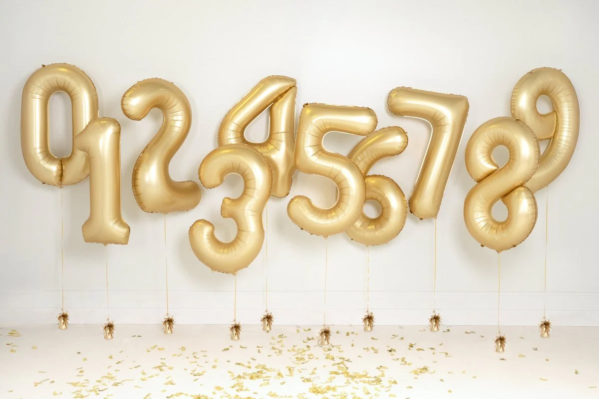 1 Jaar Cijfer Ballon Goud Satijn Folie Leeg 86cm - Image 3