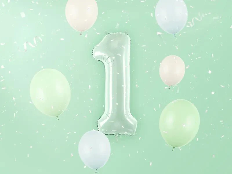1 Jaar Cijfer Ballon Mintgroen 72cm - Image 2