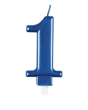 1 Jaar Kaars Blauw 9cm
