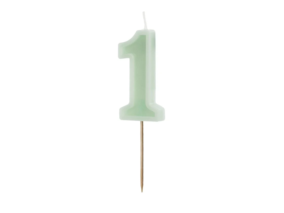 1 Jaar Kaars Mintgroen 10cm