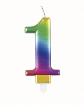 1 Jaar Kaars Regenboog 9,5cm