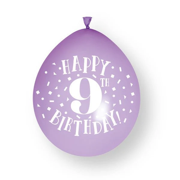 10 stuks Happy 9th Birthday 23cm latex ballonnen - Image 3