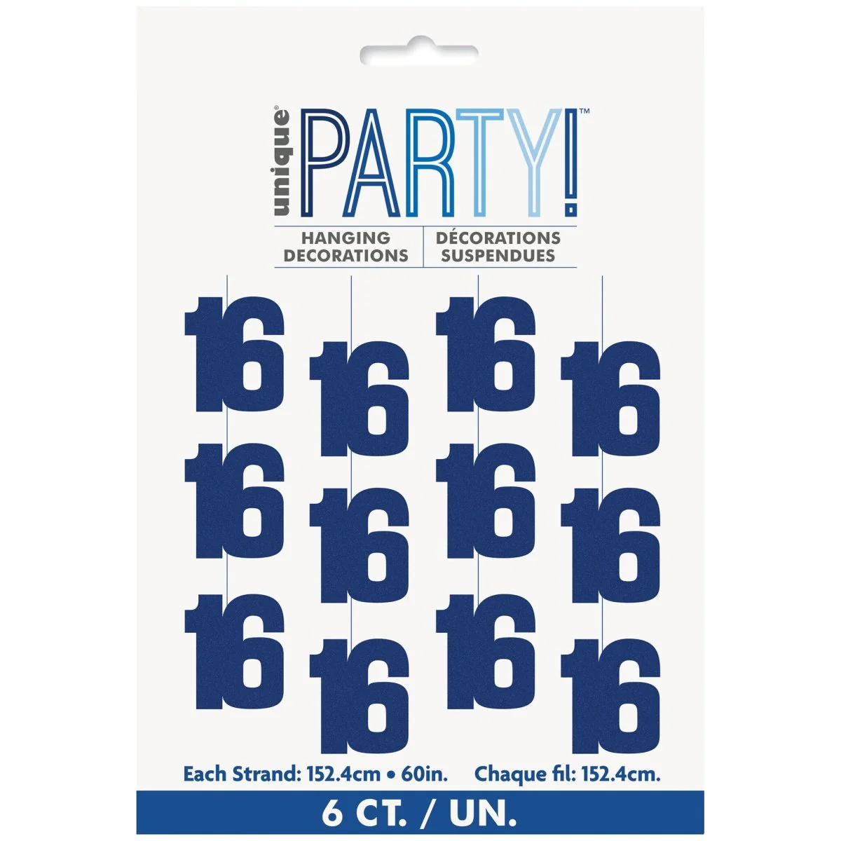16 Jaar Hangdecoratie Blauw 1,52m - Image 2