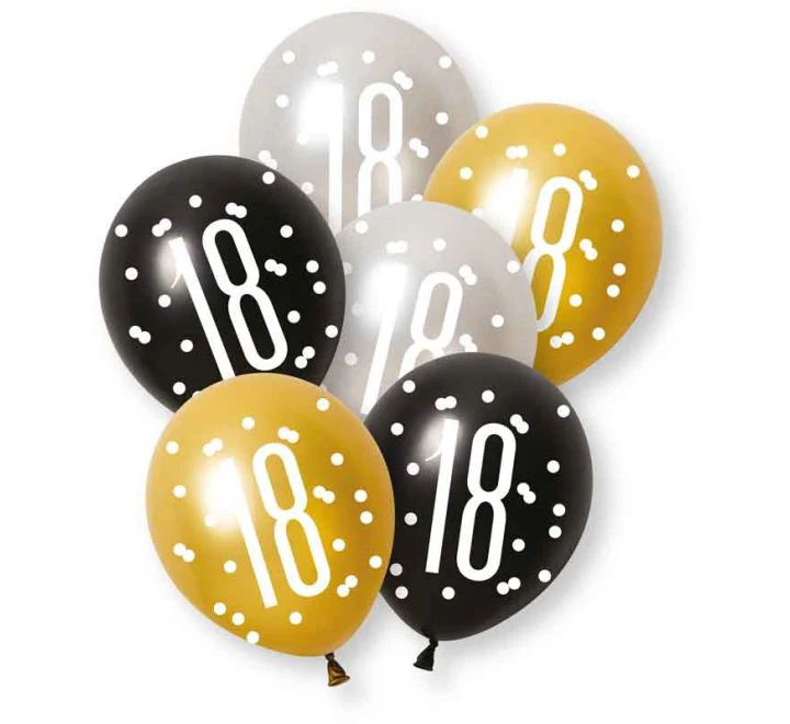 18 Jaar Ballonnen 30cm 6st