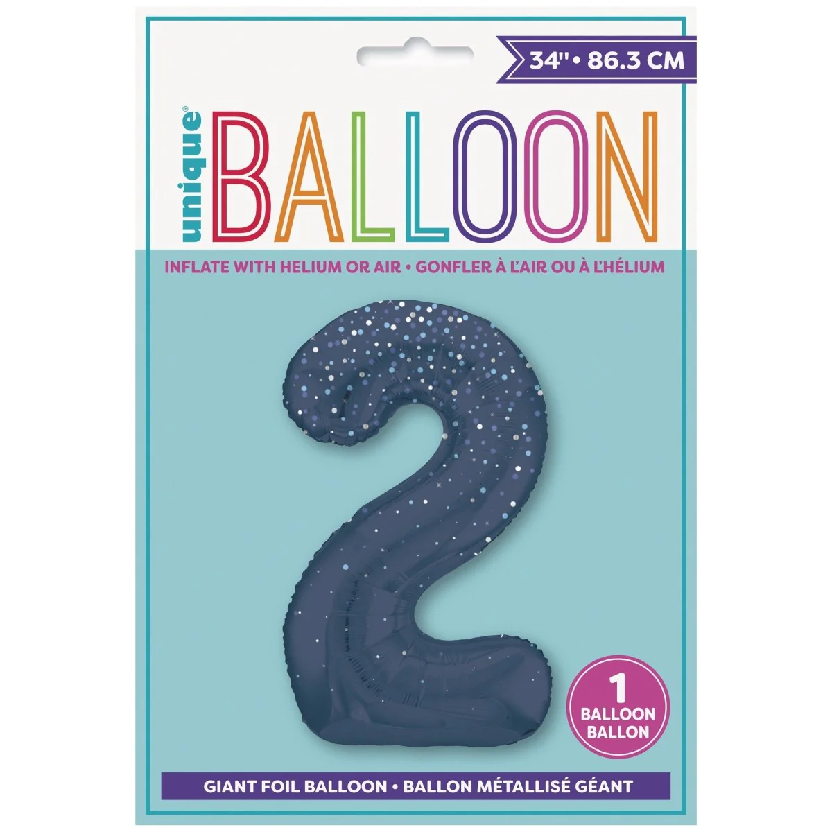 2 Jaar Cijfer Ballon Donkerblauw Stippen 86cm - Image 2