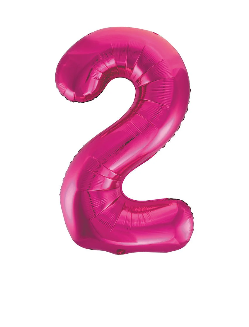 2 Jaar Cijfer Ballon Fuchsia Leeg 86cm