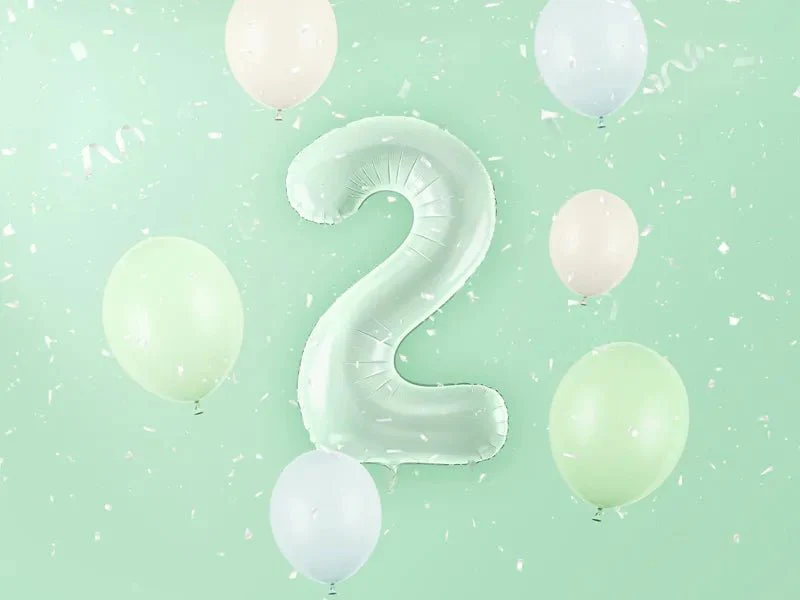 2 Jaar Cijfer Ballon Mintgroen 72cm - Image 3