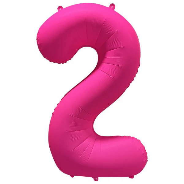 2 Jaar Cijfer Ballon Neon Roze Leeg 86cm