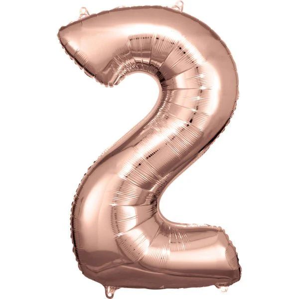 2 Jaar Cijfer Ballon Rose Goud Glanzend Leeg 92cm