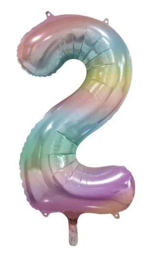 2 Jaar Helium Ballon Regenboog Pastel Leeg 86cm