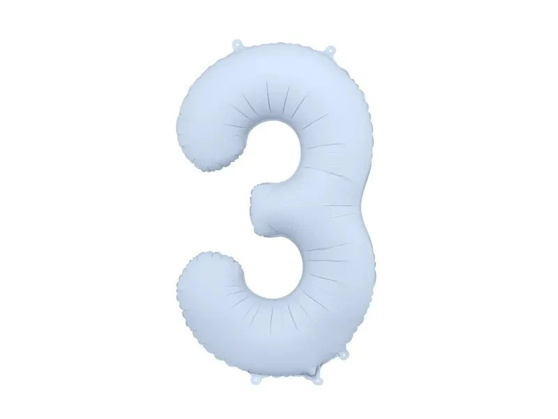 3 Jaar Cijfer Ballon Lichtblauw Mat Leeg 86cm