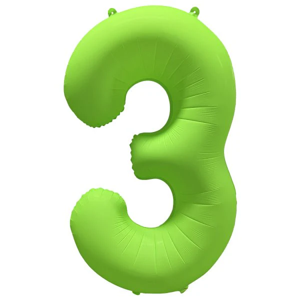 3 Jaar Cijfer Ballon Neon Groen Leeg 86cm