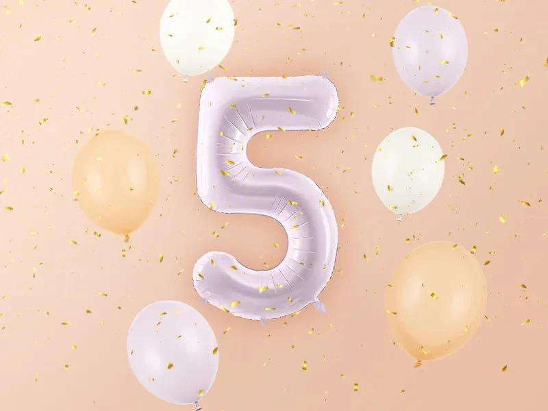 5 Jaar Cijfer Ballon Paars Leeg 72cm - Image 2