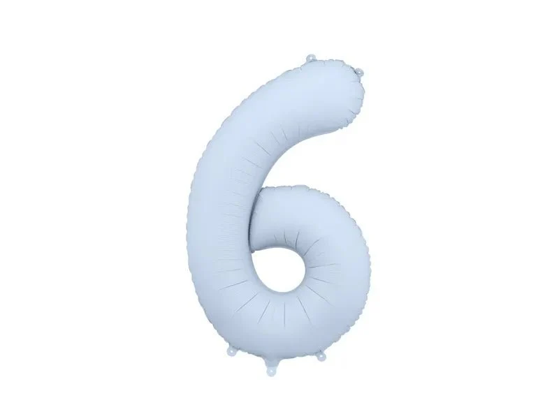 6 Jaar Cijfer Ballon Lichtblauw Mat Leeg 86cm