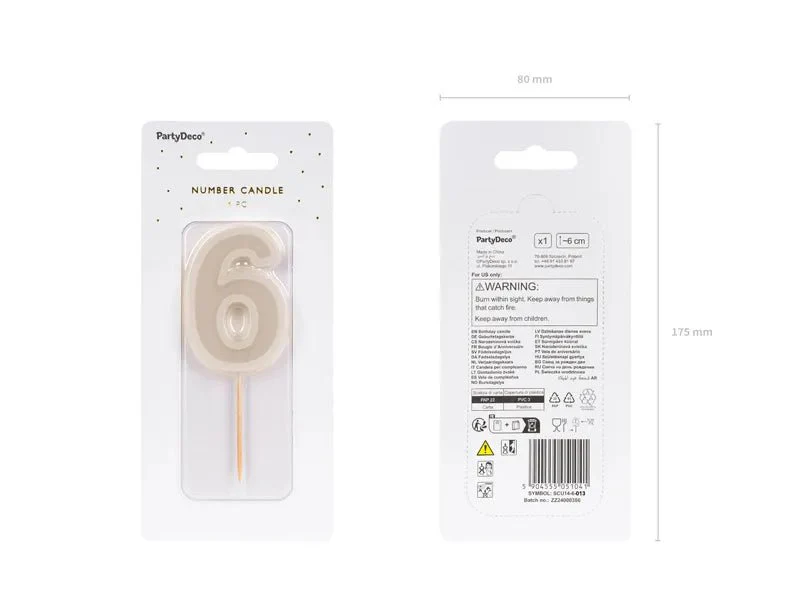 6 Jaar Kaars Beige 10cm - Image 4