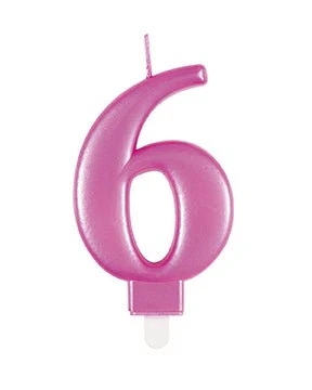 6 Jaar Kaars Roze 12cm