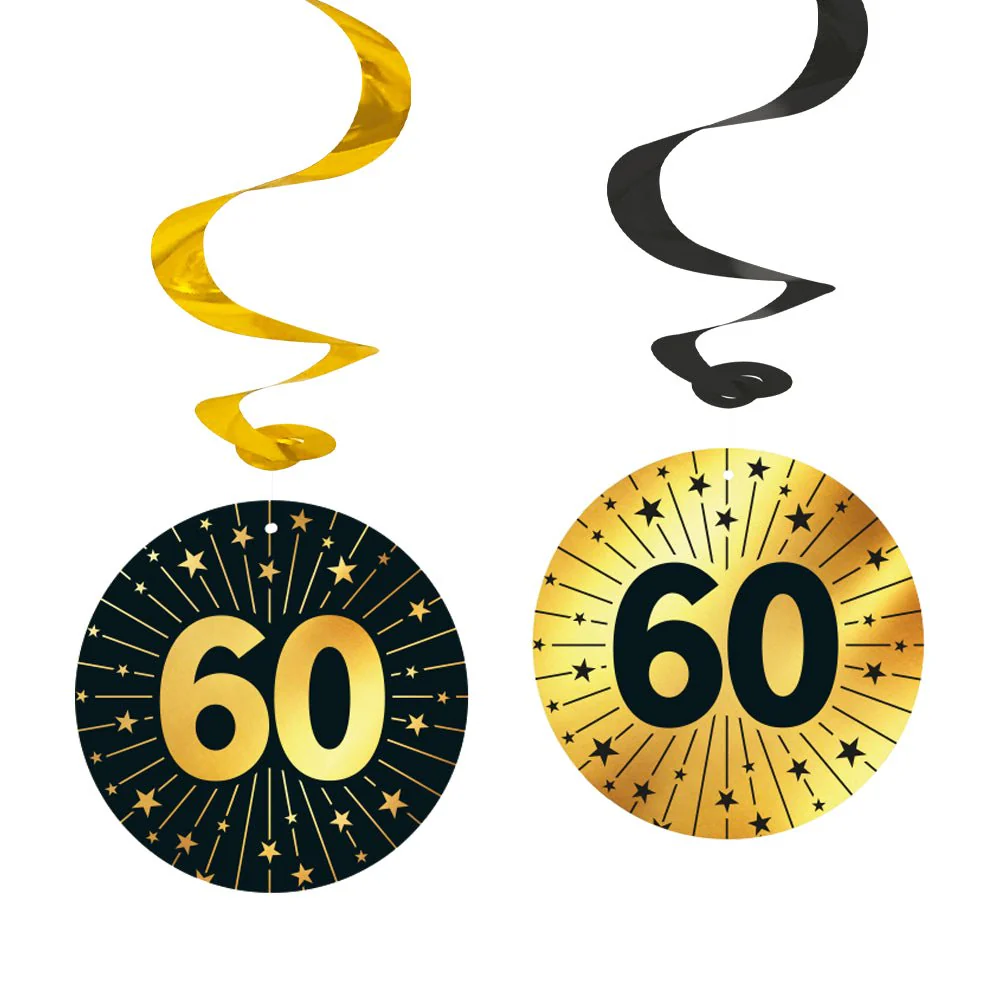 60 Jaar Hangdecoratie Goud Zwart 95cm 4st