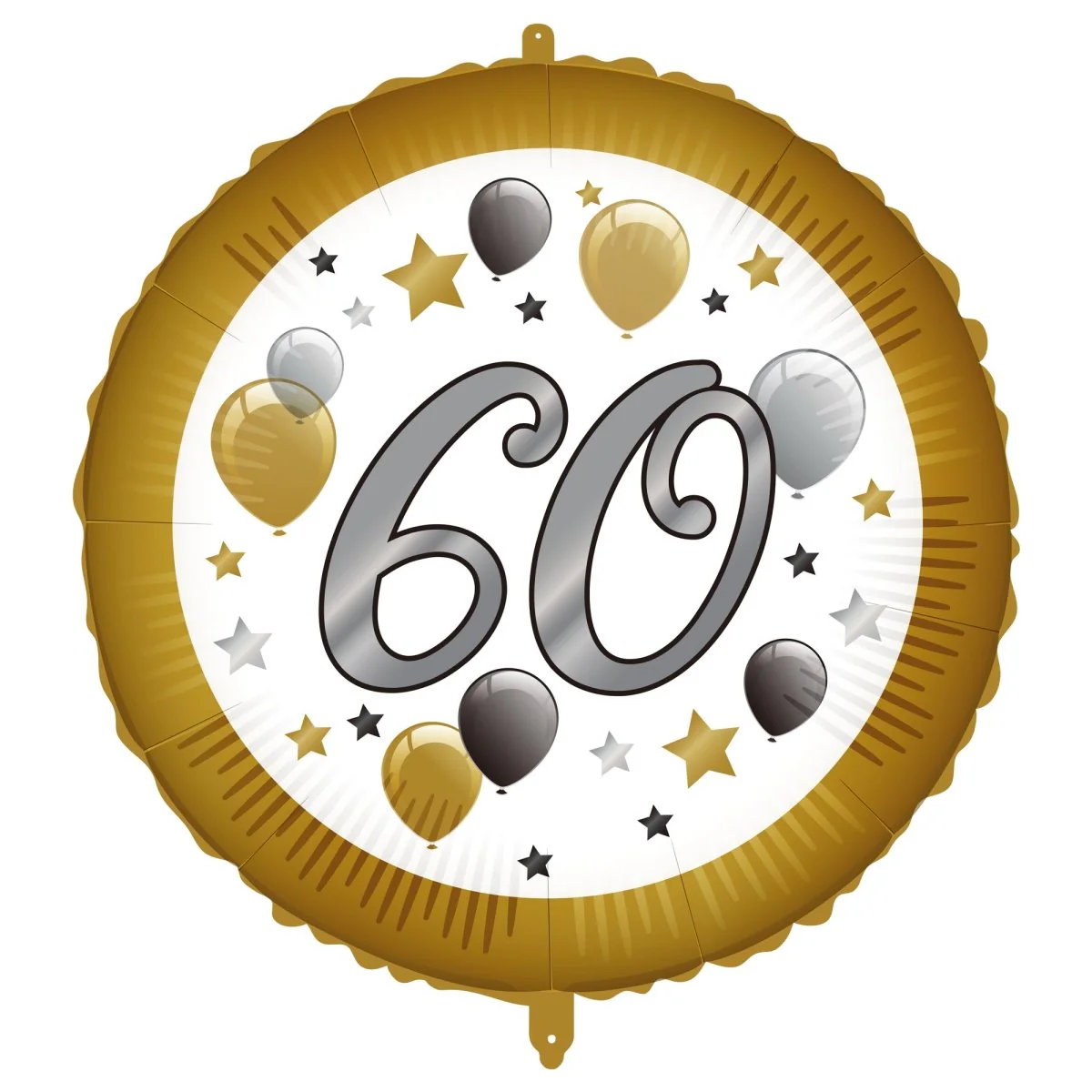 60 Jaar Helium Ballon Wit Goud Leeg 46cm