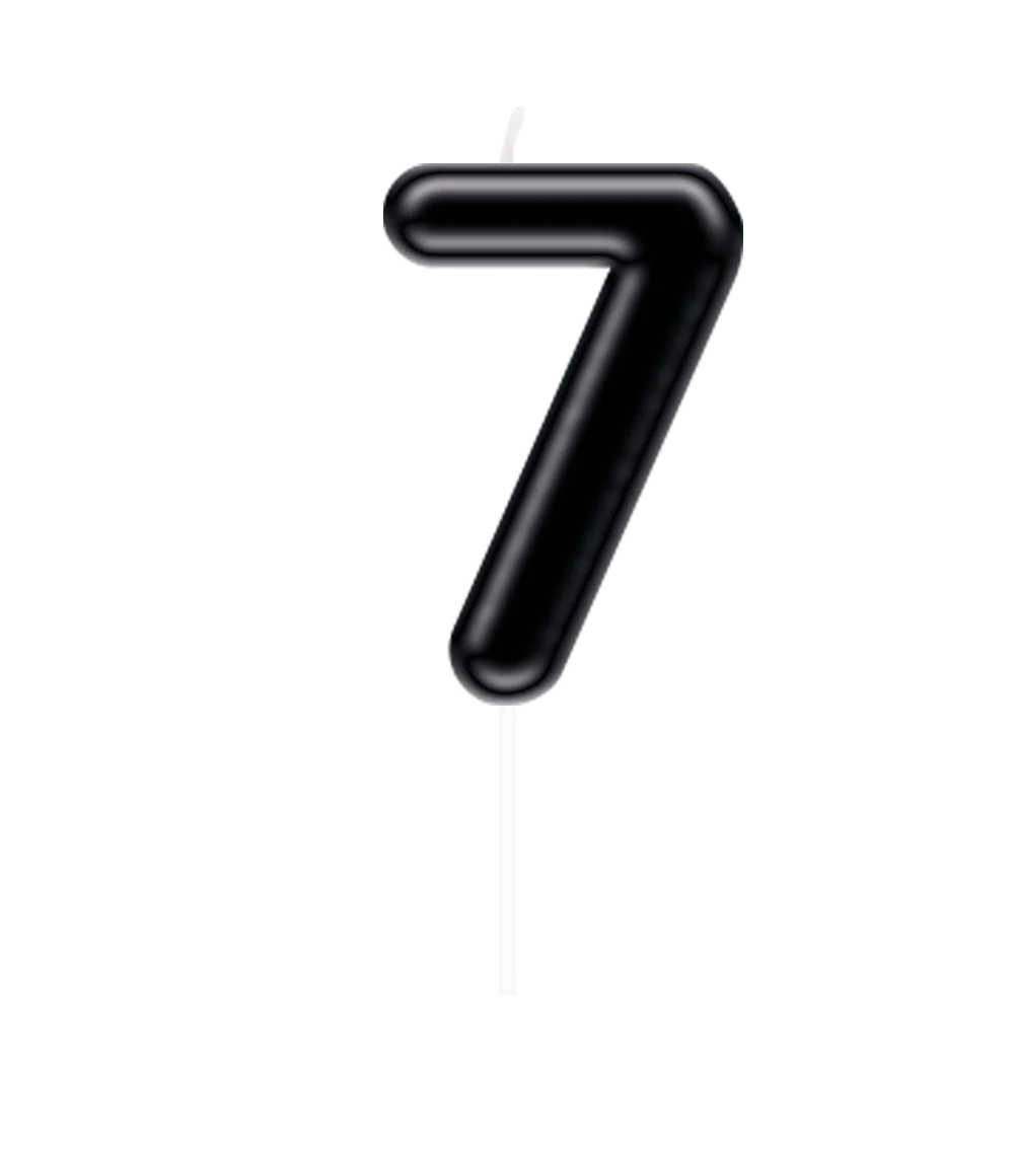 7 Jaar Kaars Zwart 10,5cm