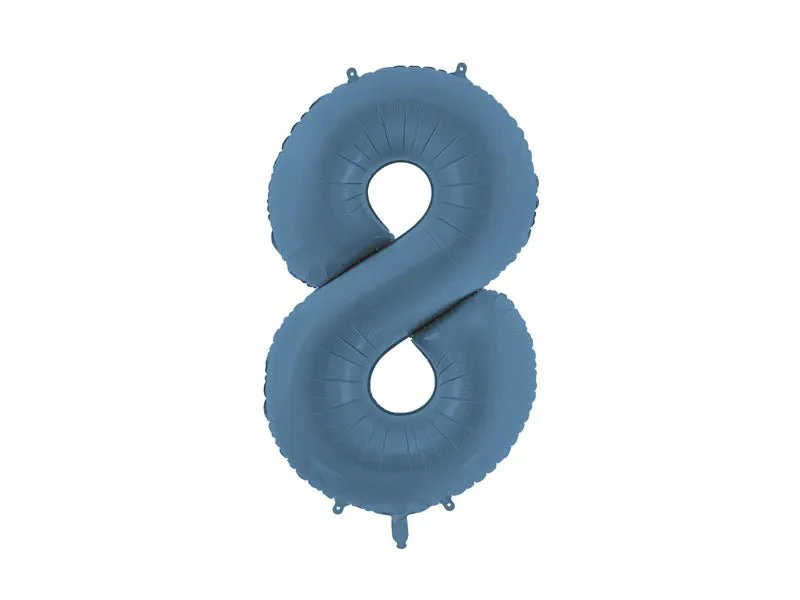8 Jaar Cijfer Ballon Blauw Mat Leeg 86cm