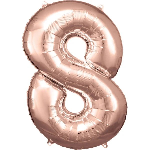 8 Jaar Cijfer Ballon Rose Goud Glanzend Leeg 86cm