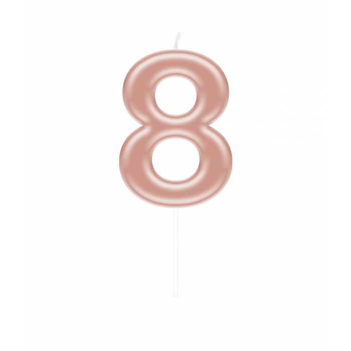 8 Jaar Kaars Rose Goud 10,5cm