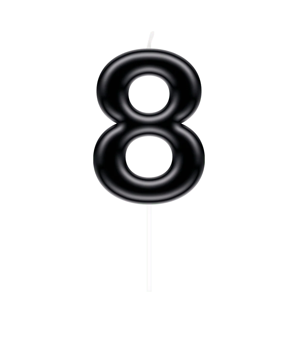 8 Jaar Kaars Zwart 10,5cm