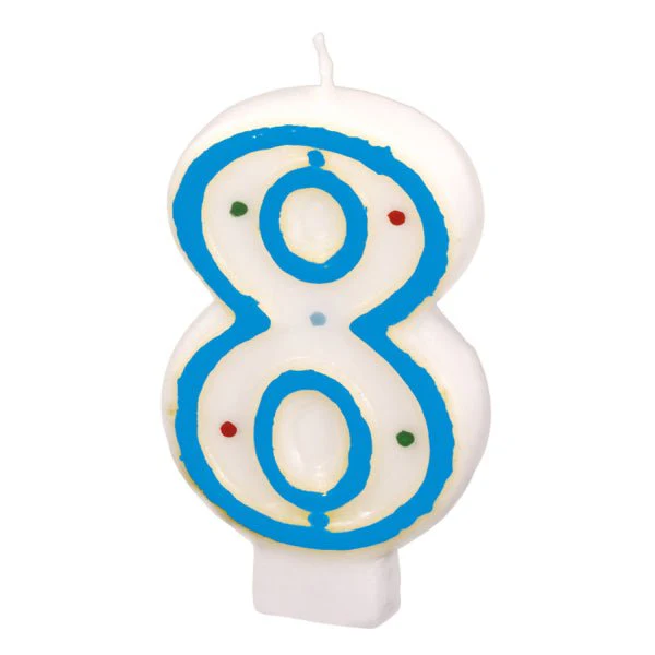 8 Kaars Blauw Wit 7cm