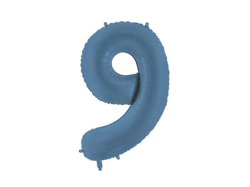 9 Jaar Cijfer Ballon Blauw Mat Leeg 86cm