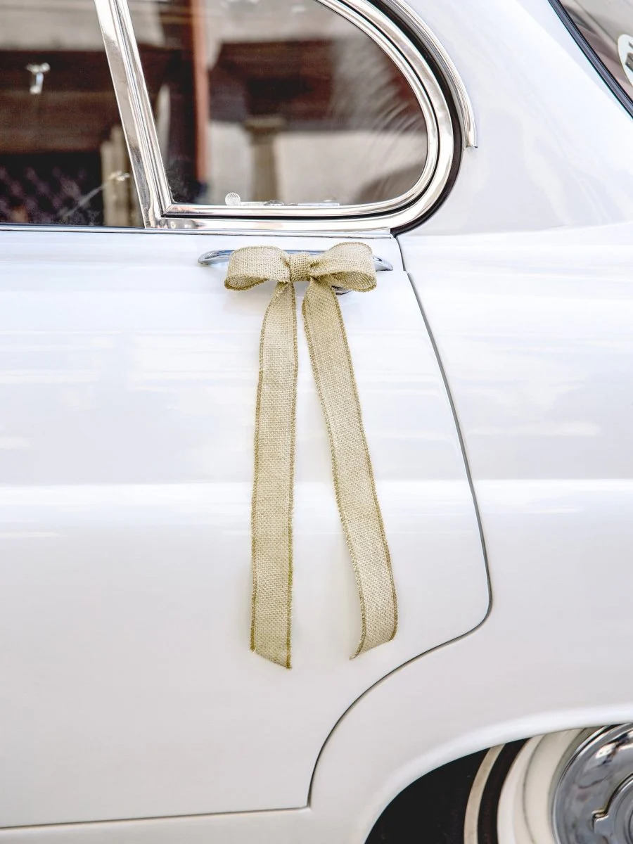 Auto Decoratie Set Bruiloft Jute Strikjes - Image 4