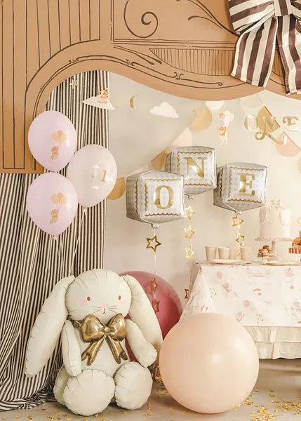 Ballonnen 30 cm, Muizen met cijfer 1, Pale Pink - Image 2