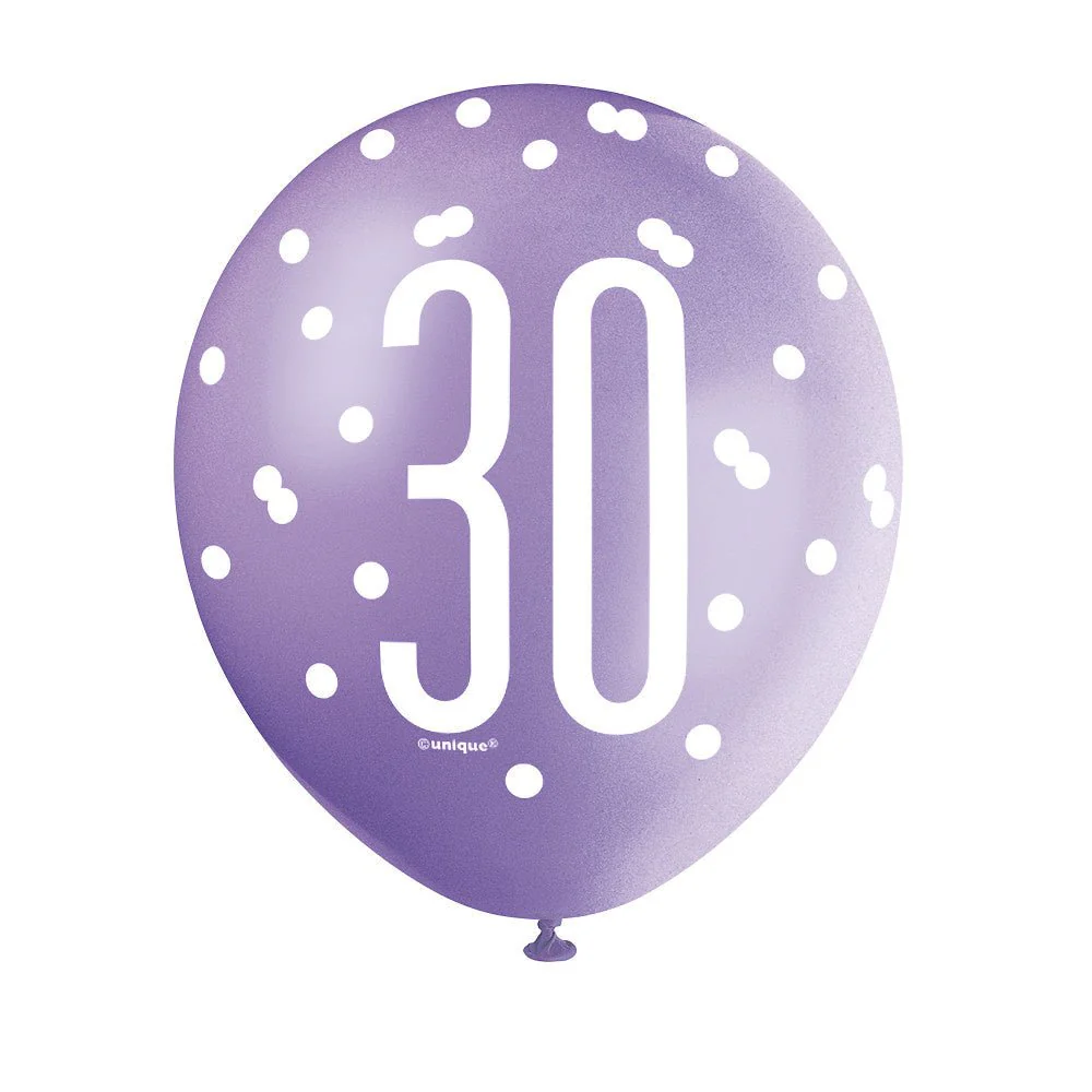 Ballonnen 30 Jaar Stippen 30cm 6st - Image 3