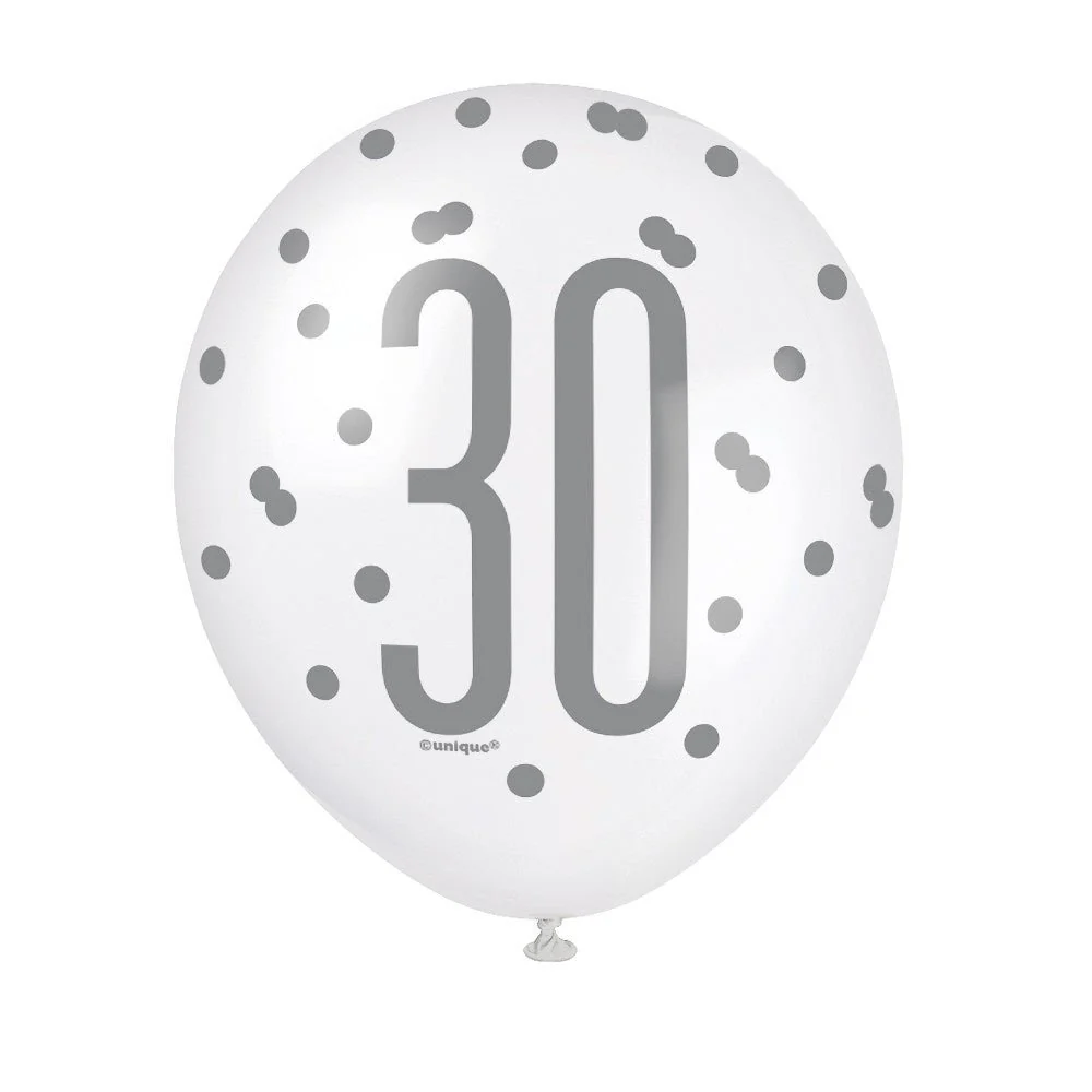 Ballonnen 30 Jaar Stippen Blauw 30cm 6st - Image 4