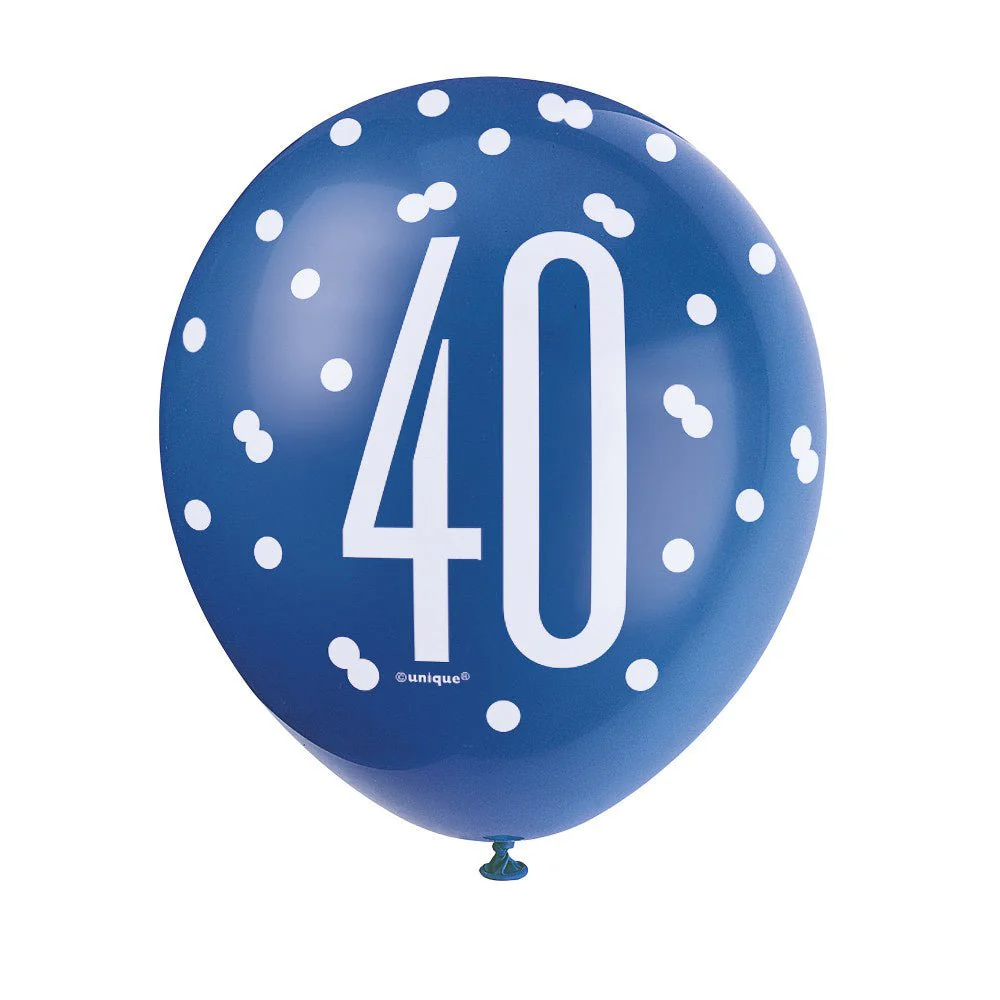 Ballonnen 40 Jaar Stippen Blauw 30cm 6st - Image 3