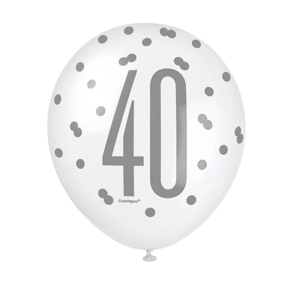 Ballonnen 40 Jaar Stippen Blauw 30cm 6st - Image 4