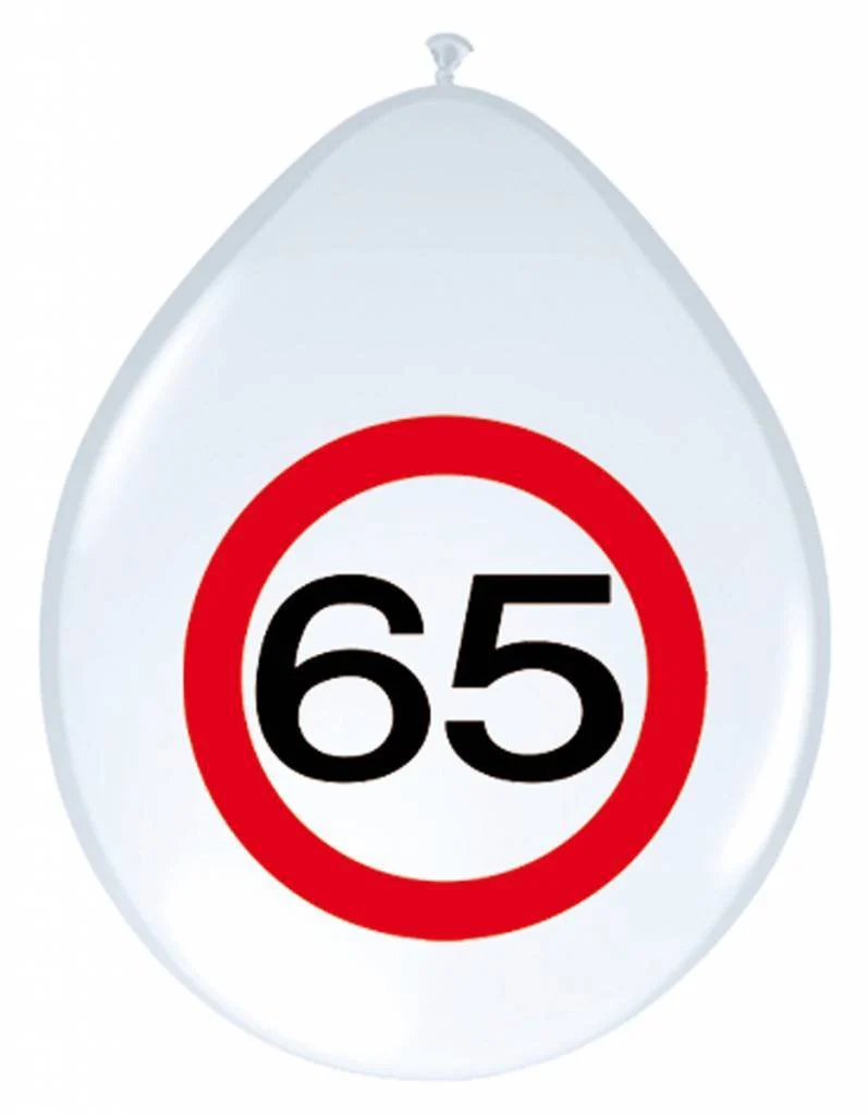 Ballonnen 65 Jaar Verkeersbord 30cm 8st
