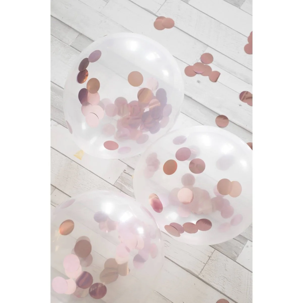 Ballonnen met Rosé Goudkleurige Confetti 30cm - 4 stuks - Image 2