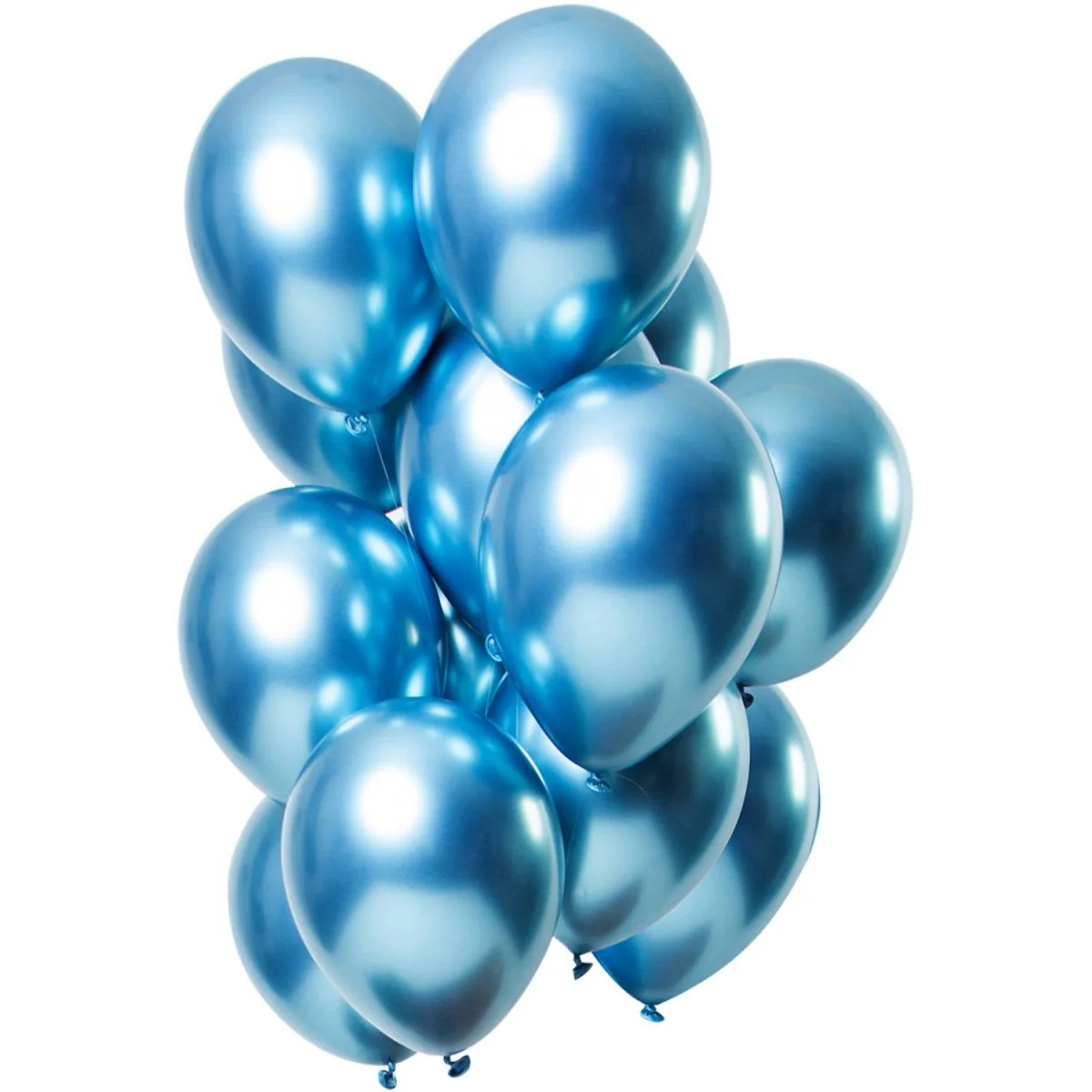Ballonnen Mirror Effect Blauw 33cm - 12 stuks