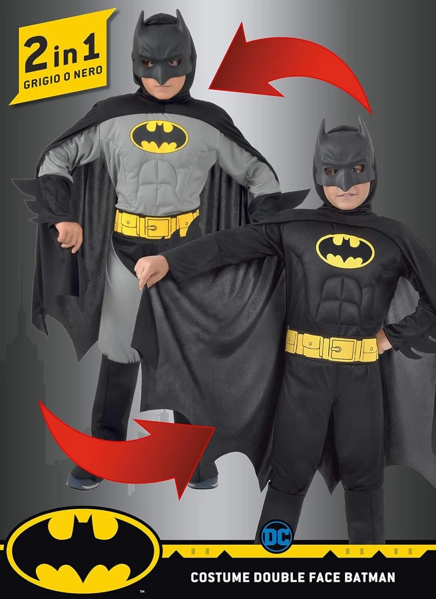 Batman Costume Reversible Grigio/Nero C/Muscoli Kind - Image 6