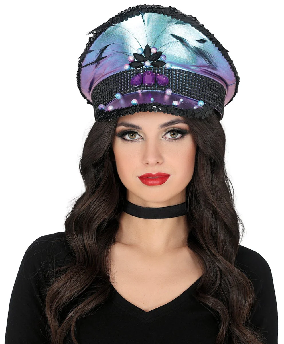 Blauw Paarse Pet Met Veren