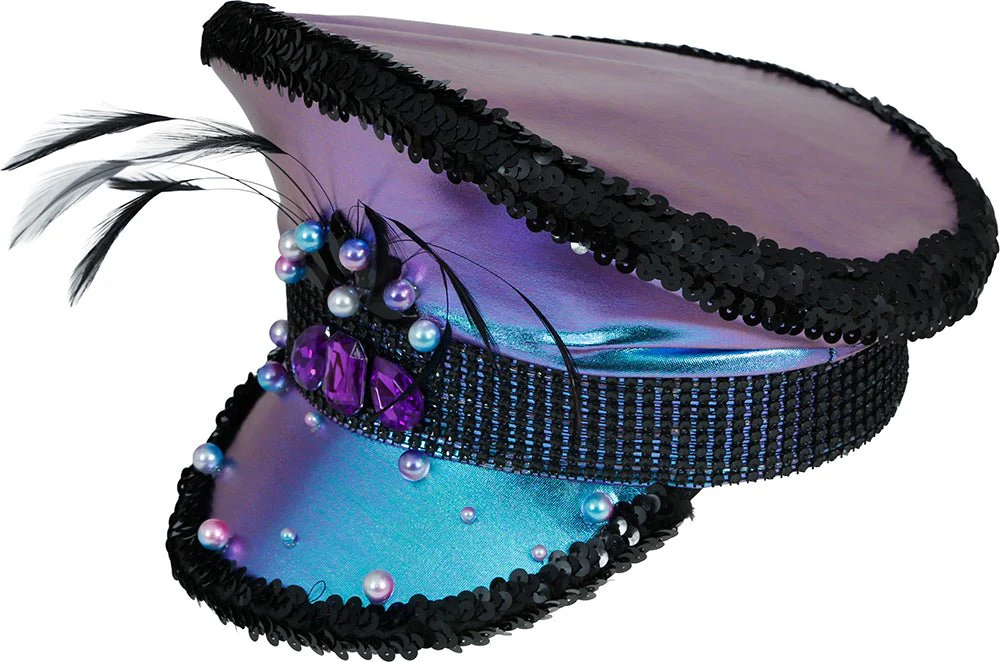 Blauw Paarse Pet Met Veren - Image 3