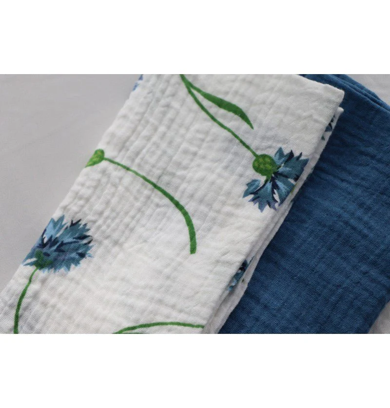 Bloemen Servetten Groen Blauw Katoen 40cm 4st - Image 3
