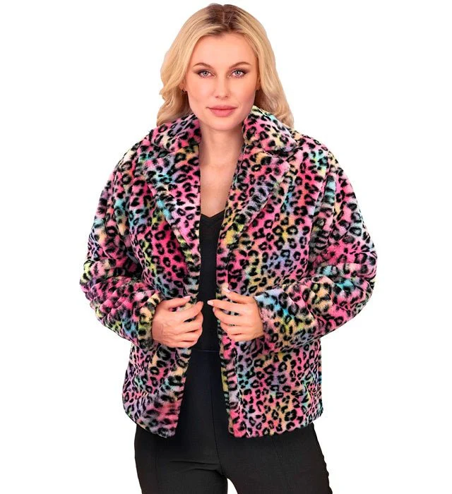Bontjas Dames Pluche Luipaard Multi