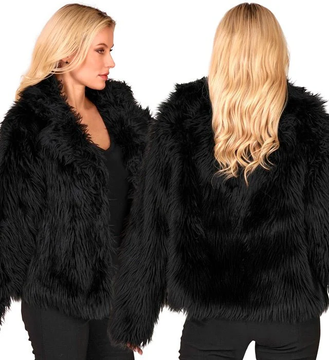 Bontjas Pluche Dames Zwart - Image 8