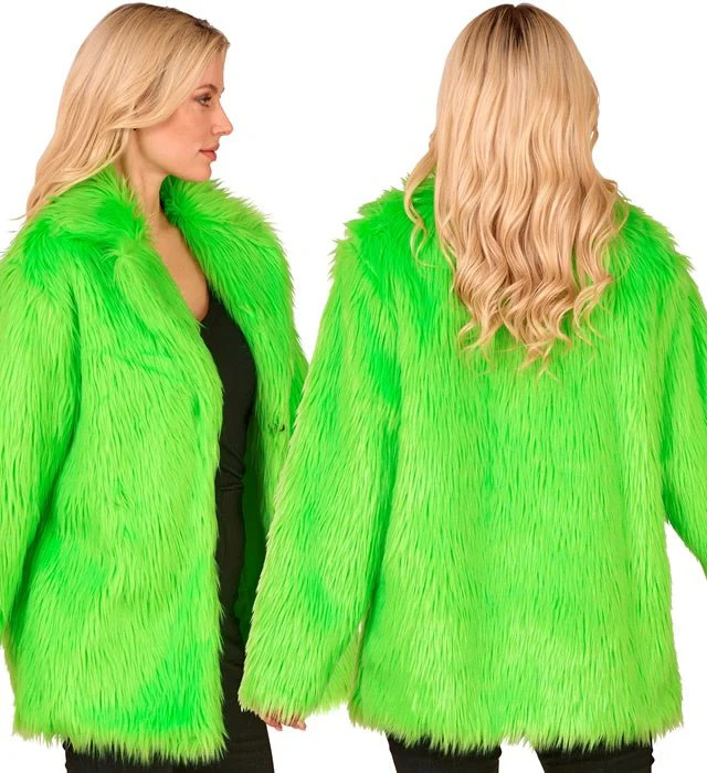 Bontjas Pluche Neon Groen - Image 3