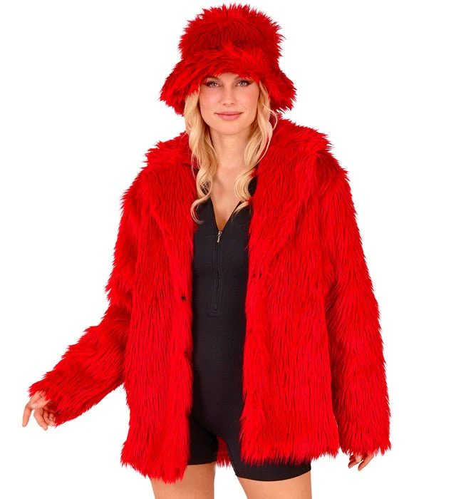 Bontjas Pluche Rood - Image 4
