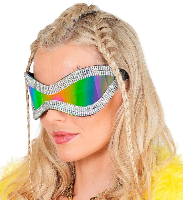 Bril Oversized Met Strass En Paars Glas - Image 4