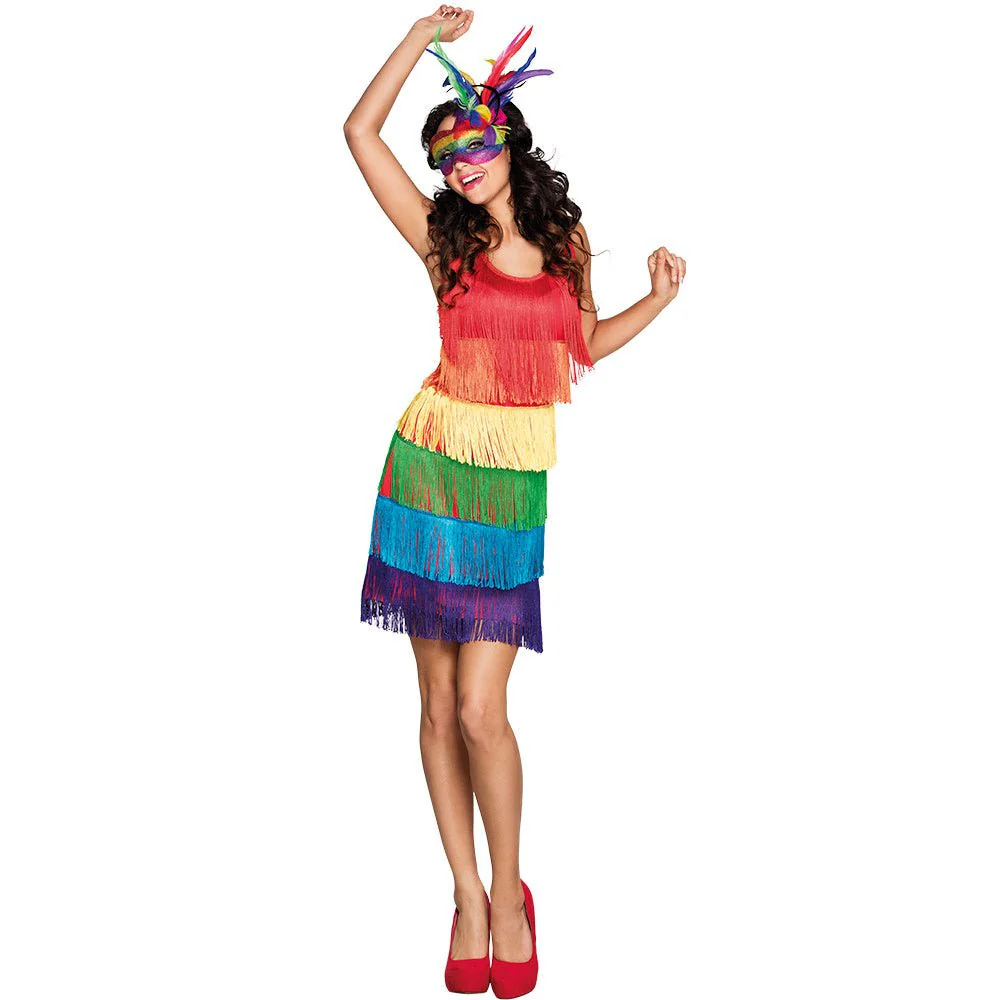 Charleston Jurk Dames Regenboog - Image 3