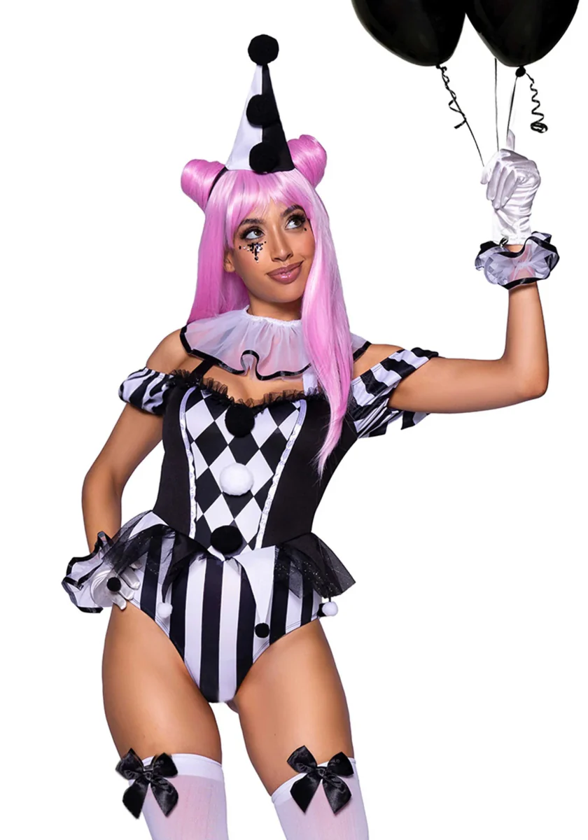 Clownspak Zwart Wit Dames Bodysuit Leg Avenue - Image 5